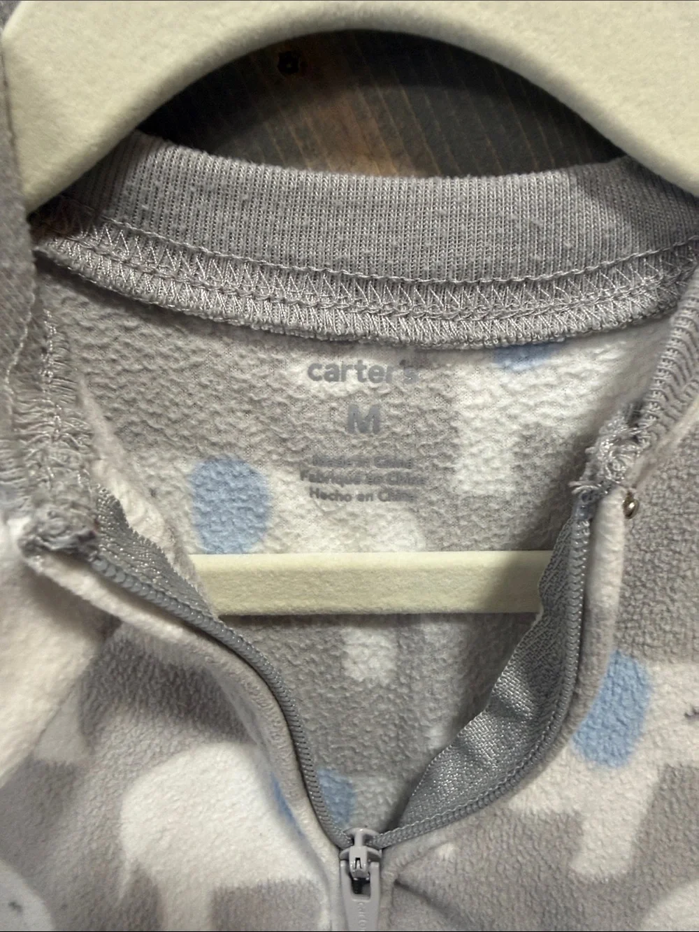 Carter's Gray Fleece Sleep Sack with Blue-Eared Elephant Pattern